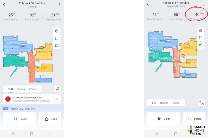 Die strukturierte Fahrweise der Lasernavigation des Roborock S7 Pro Ultra wird bildlich dargestellt